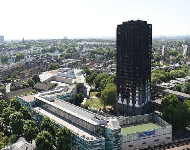 Photos of london Grenfell Tower after fire