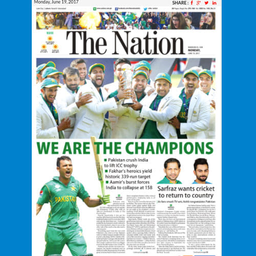 how pakistani-newspapers-covered-the-epic-win-against-india in champions trophy 2017