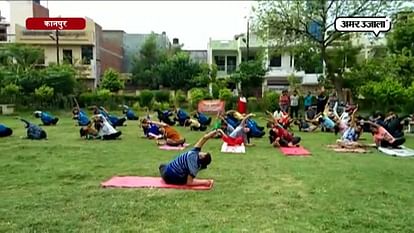 PEOPLE ARE DOING PREPARATION FOR YOGA DIWAS IN KANPUR