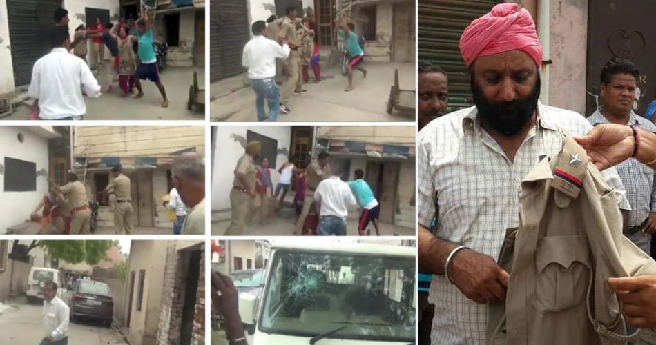 ambala police beaten by family