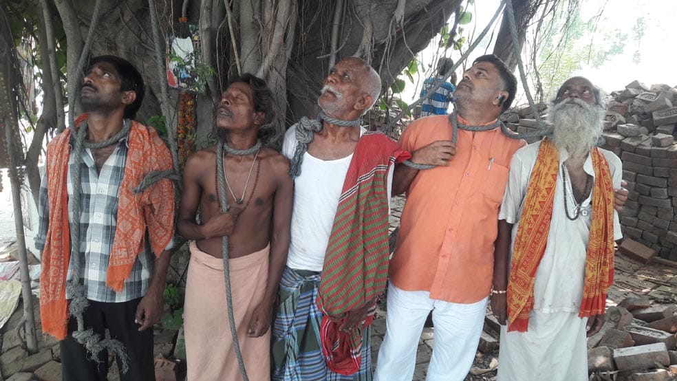 social workers protest for harvesting of tress
