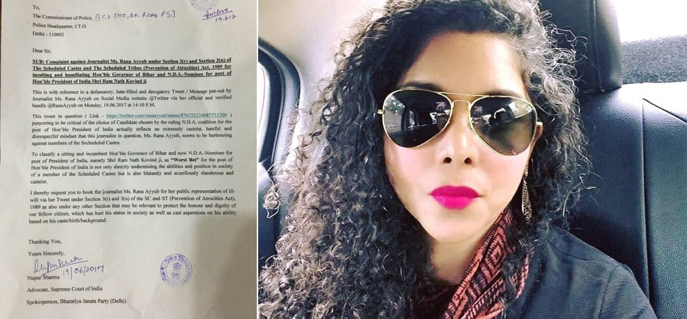 BJP spokesperson files complaint against journalist Rana Ayyub for criticising Ram Nath Kovind