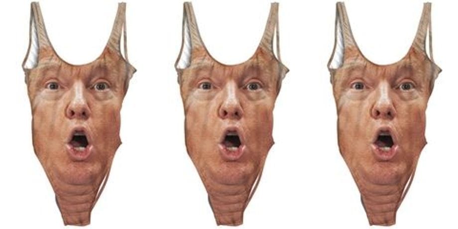 Women will be seen in the swimming suit with donald trump face on the beach