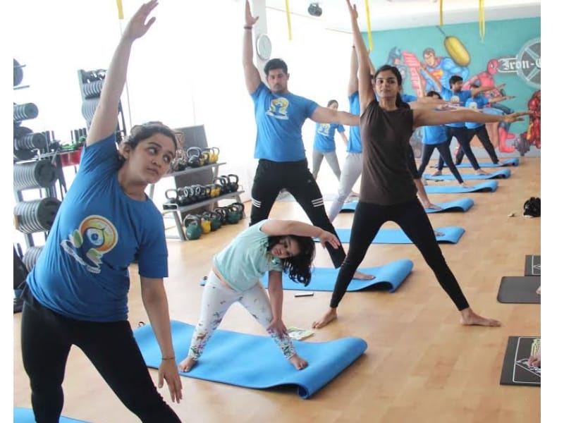 aparna yadav performs yoga in Lucknow.