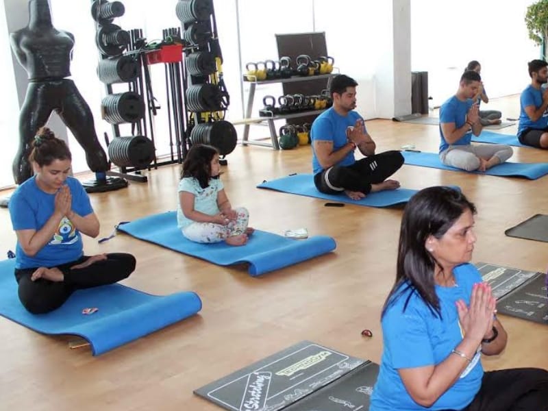 aparna yadav performs yoga in Lucknow.