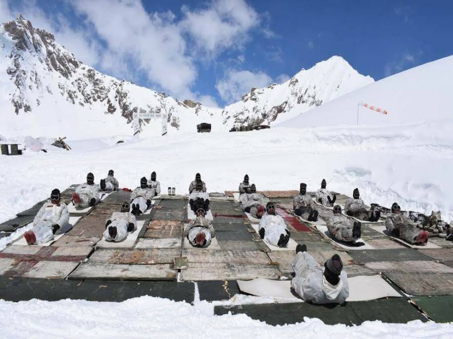 images of army troops celebrating yoga day
