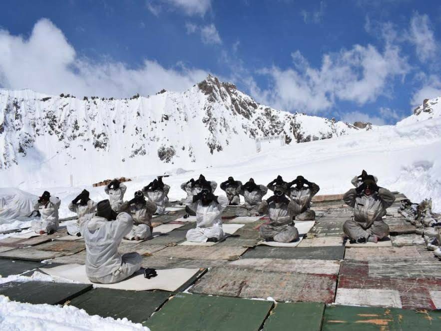 images of army troops celebrating yoga day