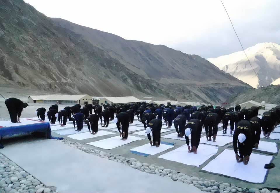images of army troops celebrating yoga day