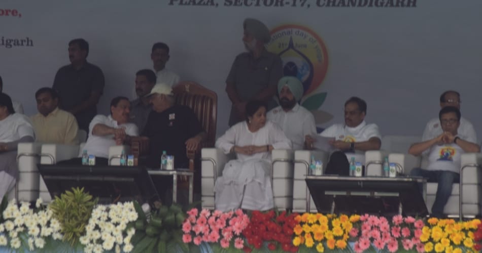 mp kirron kher at international yoga day chandigarh programme