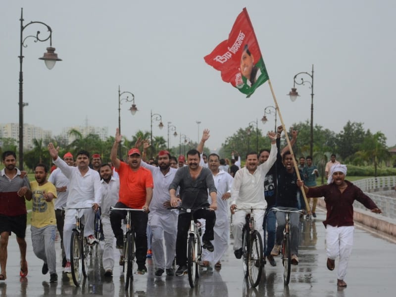  SP leaders do cycle rally in   Lucknow on Yoga Day.