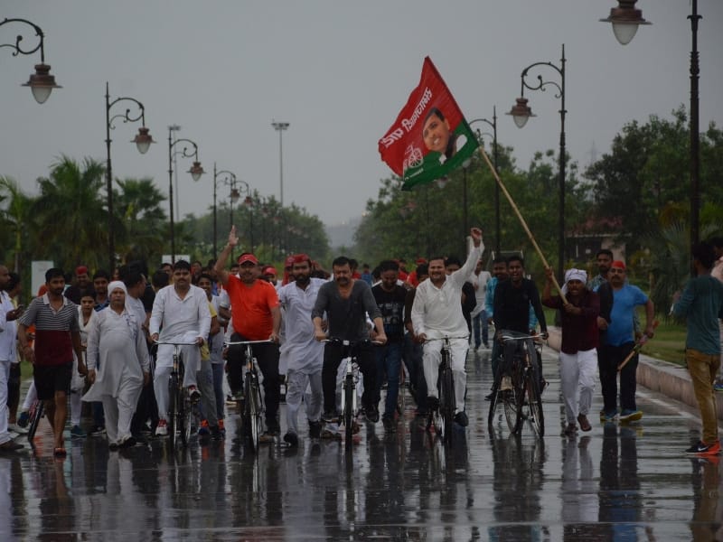  SP leaders do cycle rally in   Lucknow on Yoga Day.