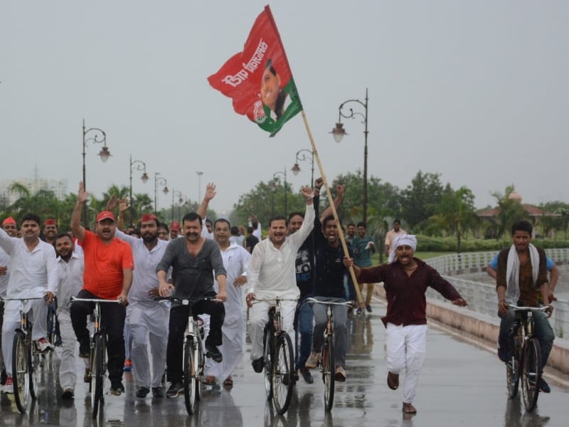  SP leaders do cycle rally in   Lucknow on Yoga Day.