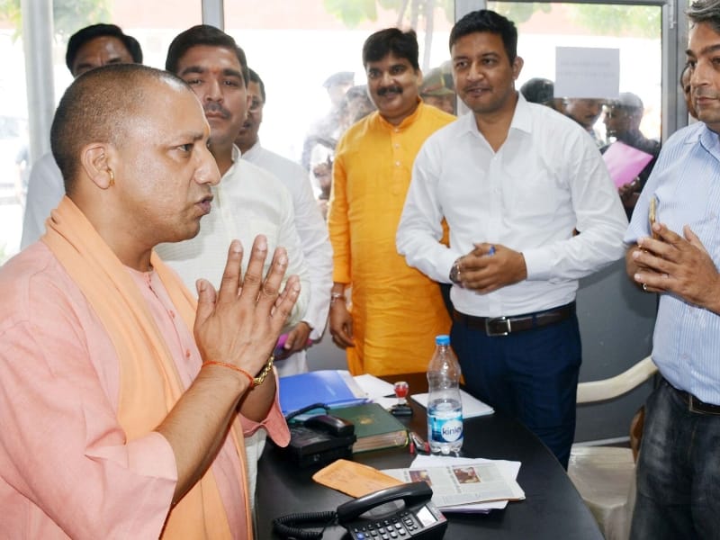 chief minister yogi adityanath visits BJP office in Lucknow