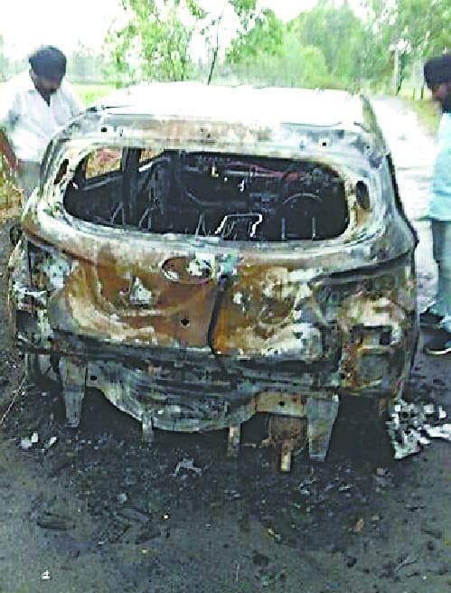 running car caught fire 