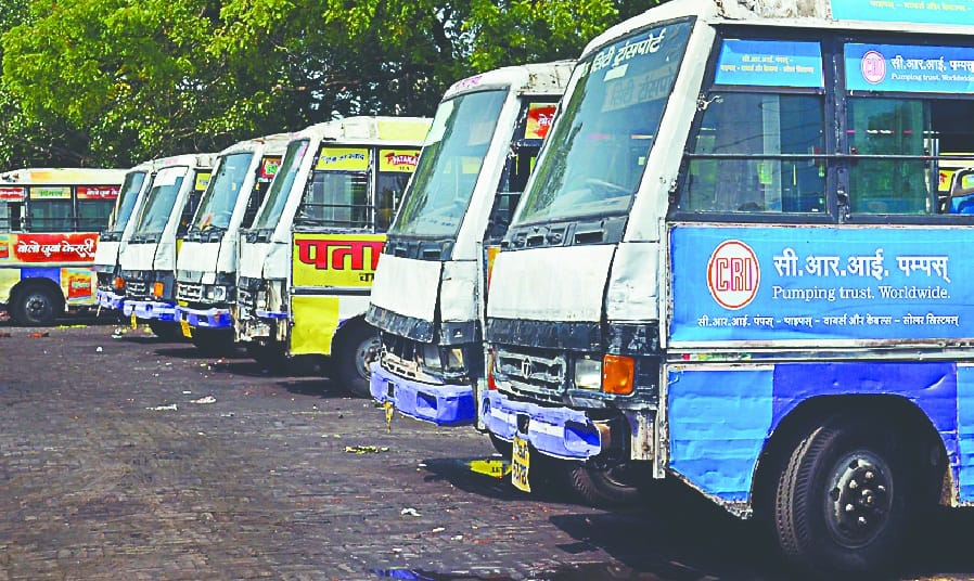 city bus in loss on road