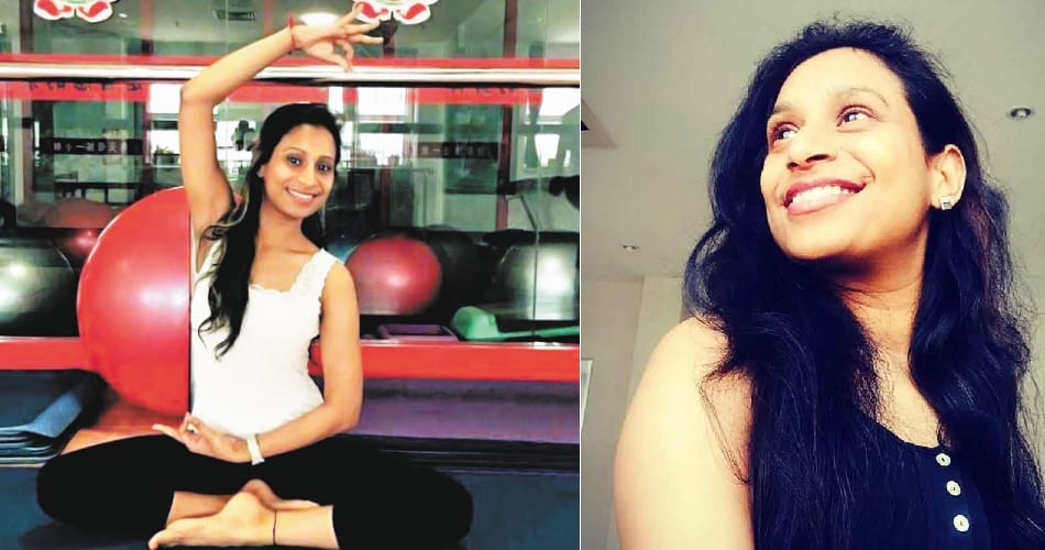 indian girl yoga teacher vijaya lakshmi yoga class in china