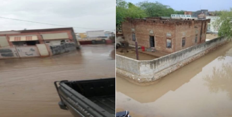 bikaner turned as an island after heavy rainfall 