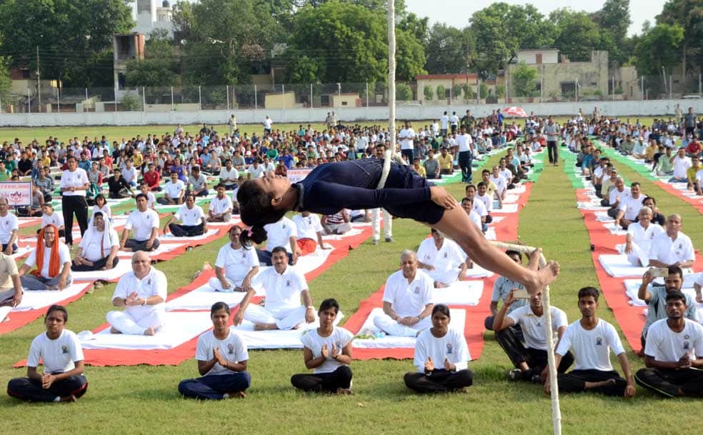 world yoga day celebration in varanasi photos
