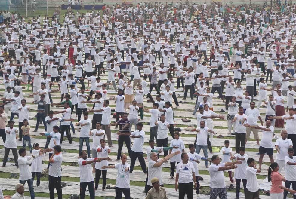 world yoga day celebration in varanasi photos