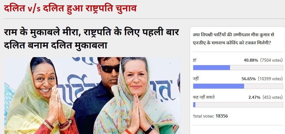 Amar Ujala Poll: Meera Kumar will not be ahead of Ramnath Kovind in Presidential election