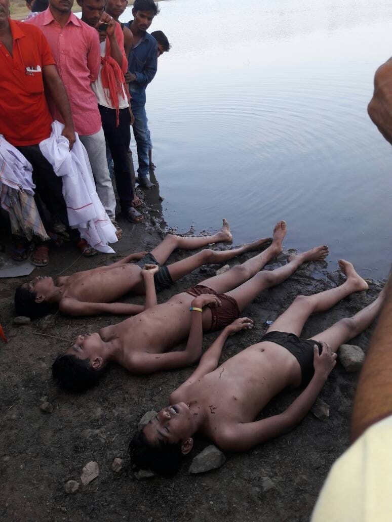 Three innocent friends die due to drowning in the pond at baswara