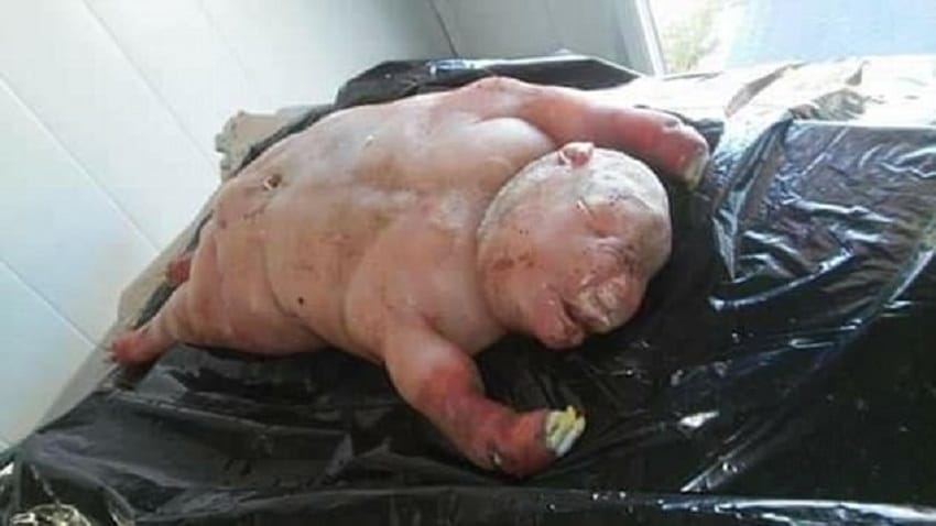 sheep gives birth to horrendous human faced lamb at Lady Frere in South Africa
