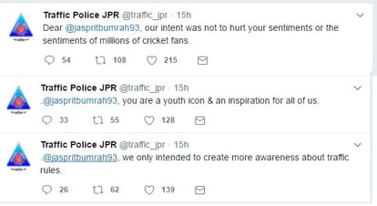 jaipur traffic police removed hoardings after banter with bumrah 