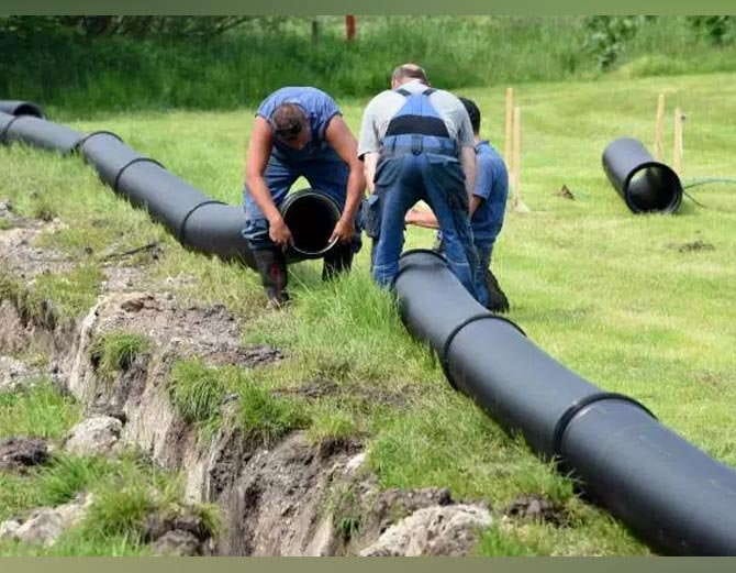 underground beer pipeline is being laying for metal music festval in germany