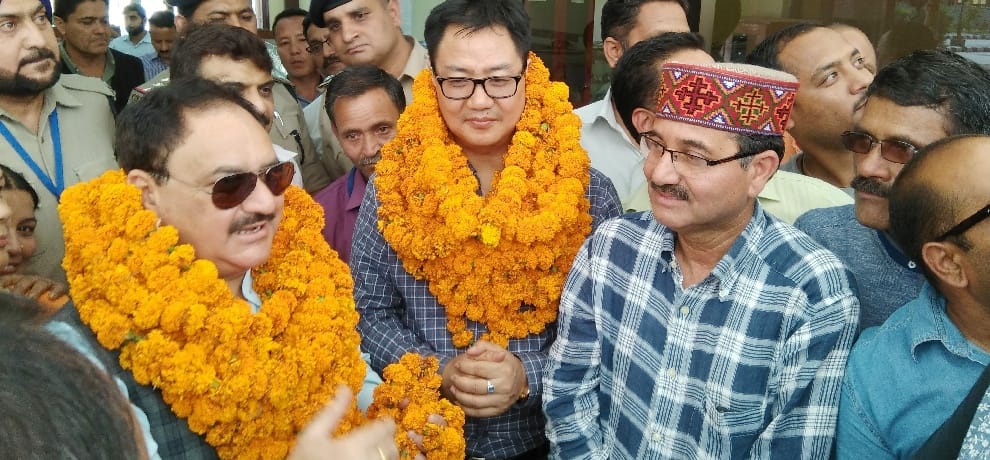 Himachal health minister JP Nadda on a visit to Tabo Lahaul Spiti 