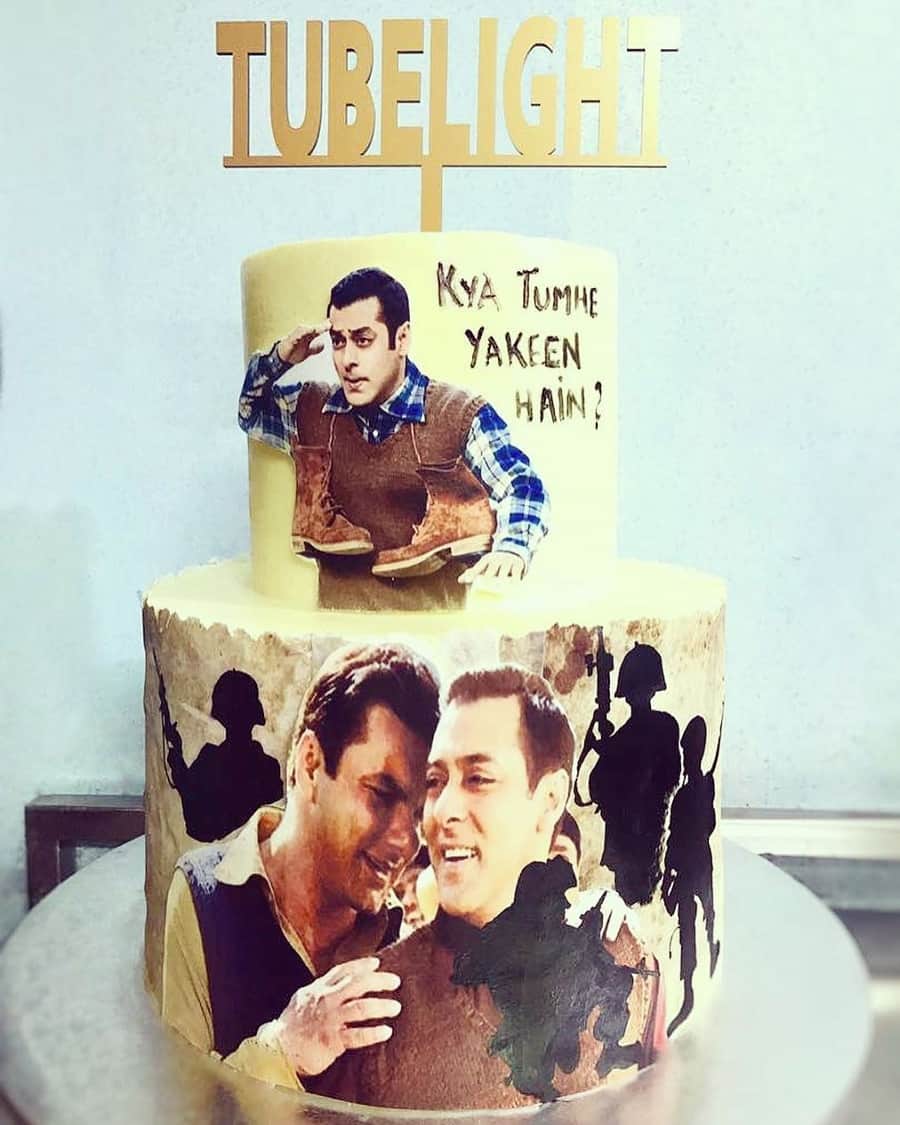 salman khan celebrates tubelight success party cuts cake