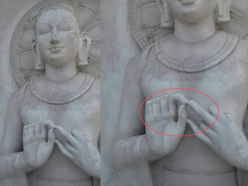  statue of lord budha broken in lucknow.