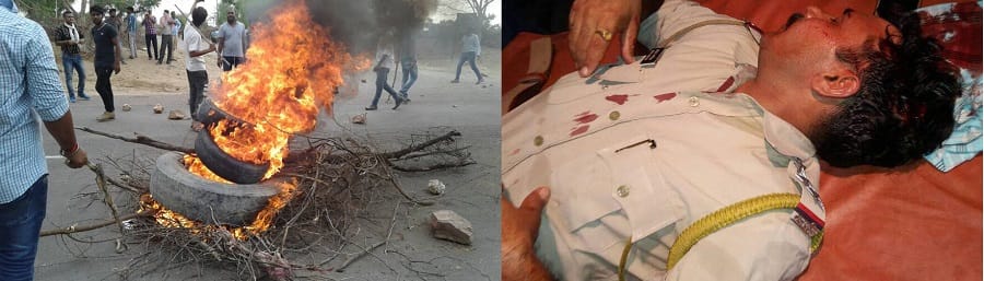 police party has been attacked by villagers in sawrad in churu 