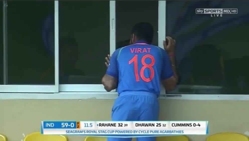 Twitter Reacts As Virat Kohli Peeps inside the Dressing Room