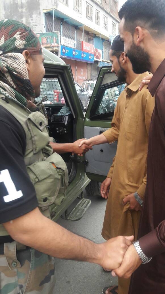 Army troops distributed sweets among people in kashmir