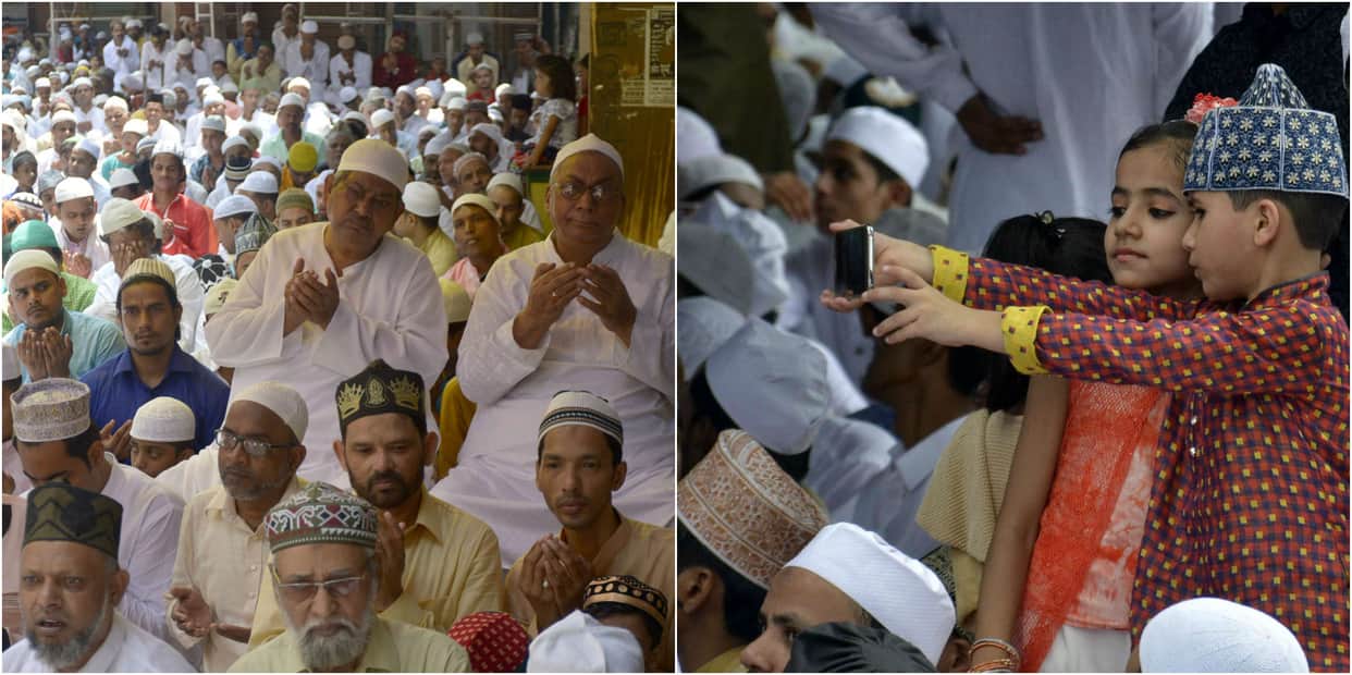 Eid Mubarak head bowed down in sweat, sewage sweetened in happiness