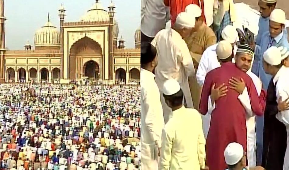 eid celebration in delhi ncr, somewhere happiness and somewhere celebration with black band on arm