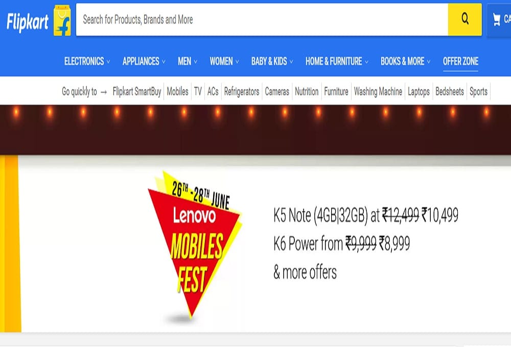 Flipkart Lenovo Mobile Fest Offers, buy smartphone with Discounts