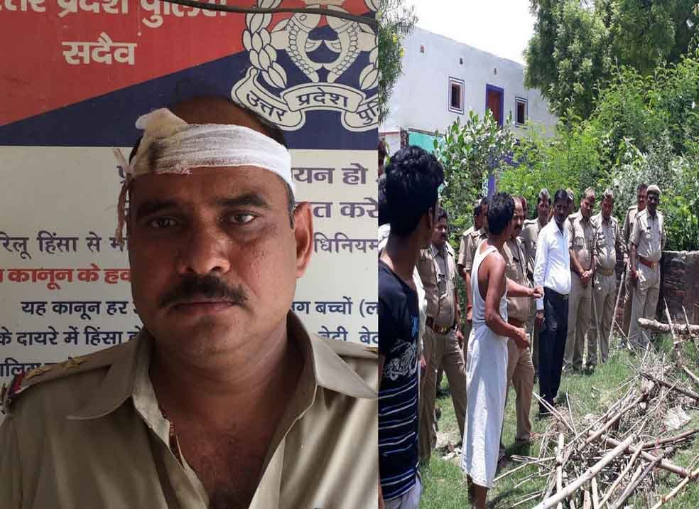 jaunpur villagers beat inspector and seven constable