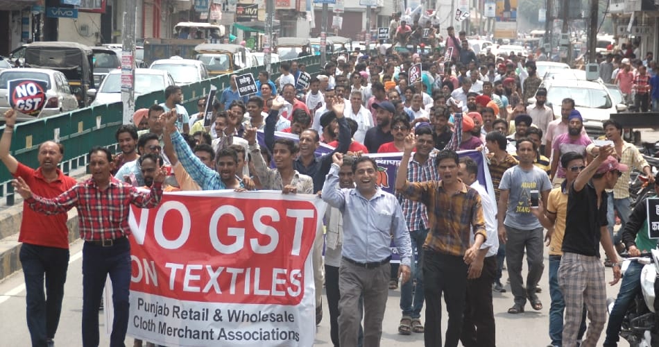 Punjab traders protest against central government gst 