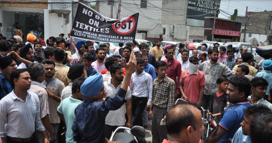 Punjab traders protest against central government gst 