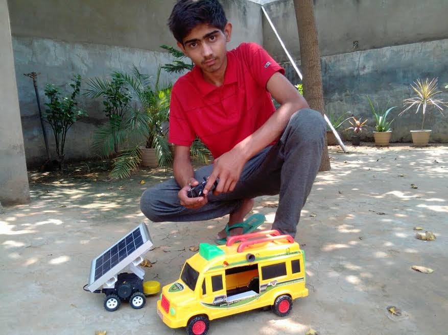 unique invention in india, battery car invented by student to detect mine
