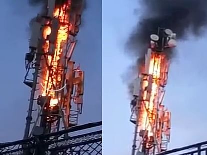 fire in mobile tower on roof of house in dehradun