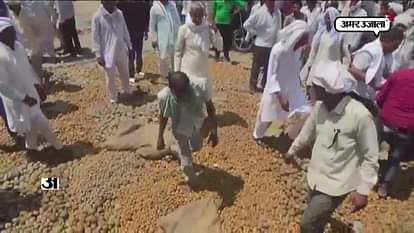FARMERS PROTEST FOR INCRESING THE PRICE OF PATATO IN MATHURA