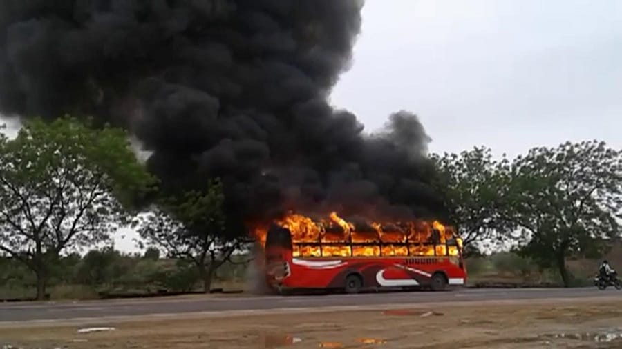 After road accident near jodhpur local resident block the highway