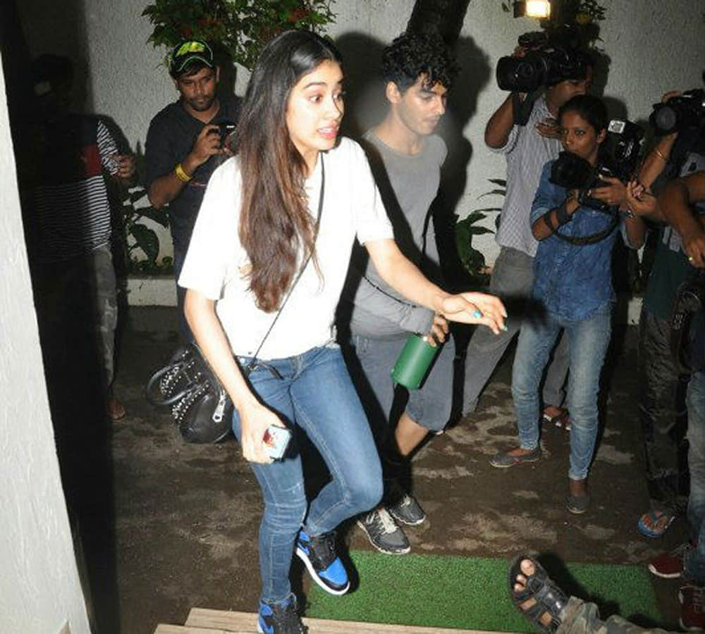 Jhanvi Kapoor and Ishaan Khattar spotted at the special screening of film Baby Driver