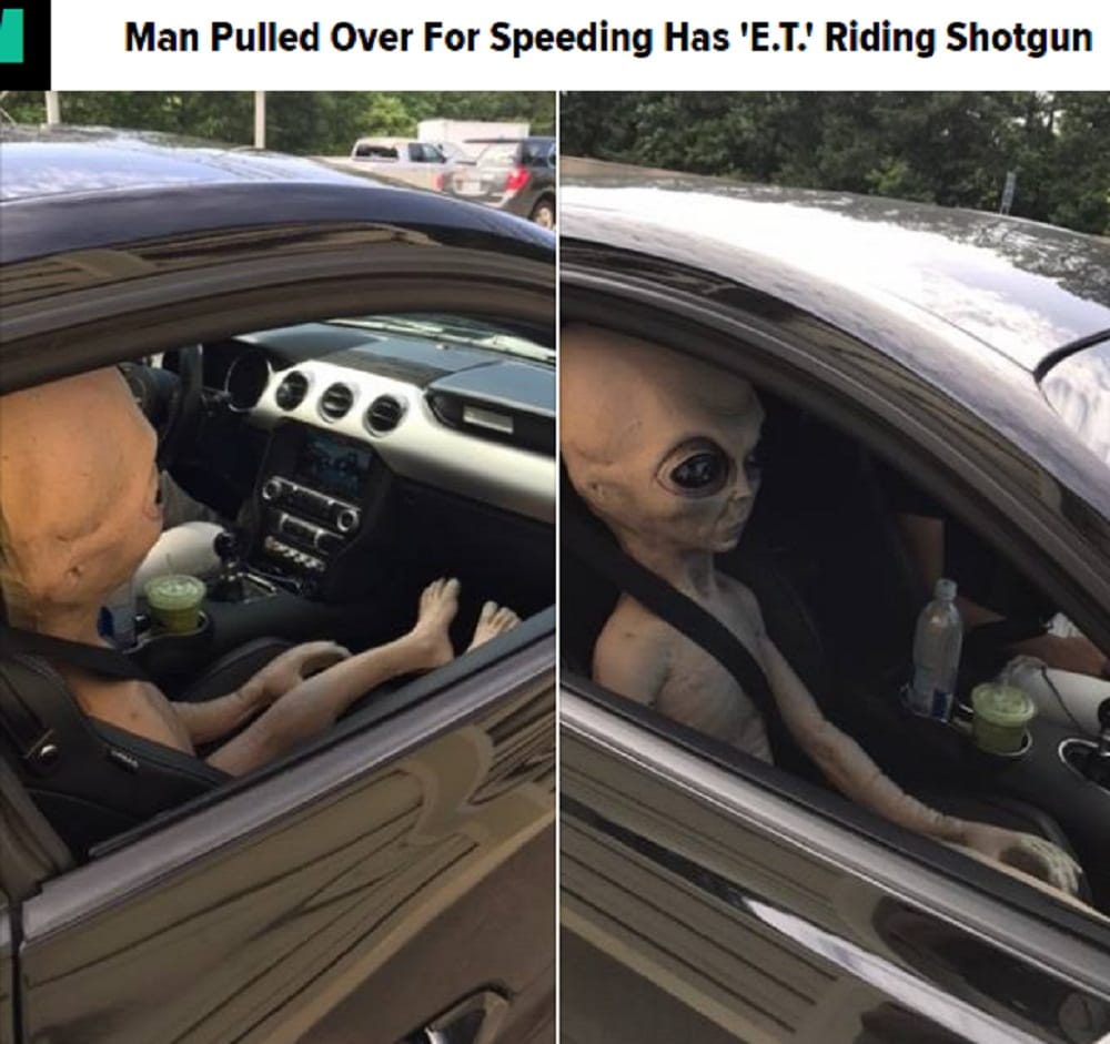 ALIEN LIKE DOLL FOUND IN SPEEDING CAR AT Alpharetta IN Georgia