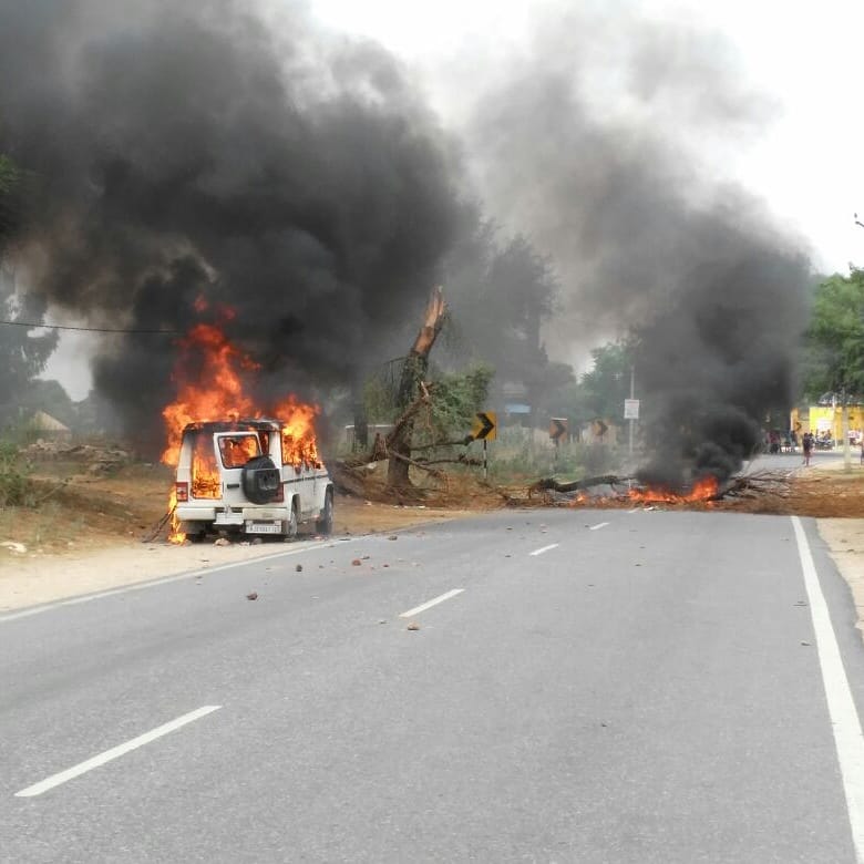 Protest against demand for CBI probe of Encounter, blow up Tehsildar's vehicle