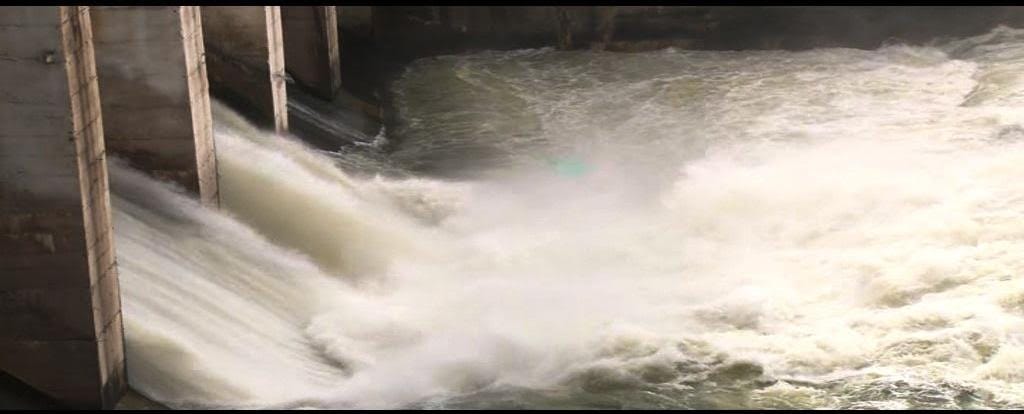 Two gates of Kota Barrage opened
