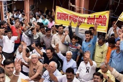 Protest against gst in rajasthan at many place