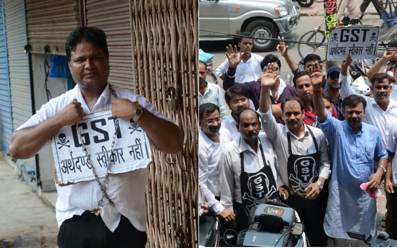 lucknow businessman protest against gst